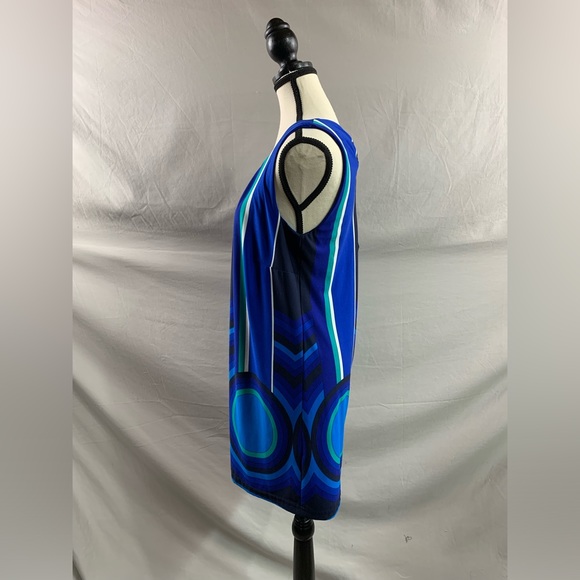 Blue Sleeveless Retro Tunic Dress - Picture 2 of 3